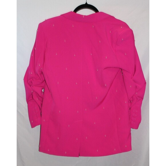 Generation Love Nadia Pearl Blazer Jacket Ruched Sleeves Magenta XXL‎ $395 - Picture 8 of 8